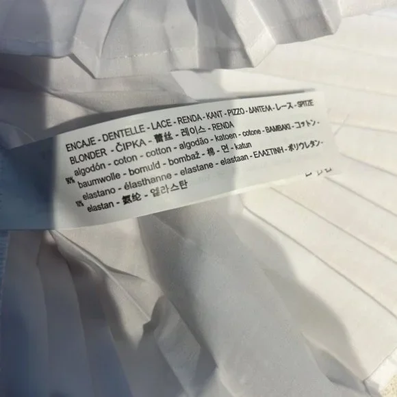 Zara Pleated Lace Top Blouse Babydoll Semi Cropped B - Picture 12 of 13